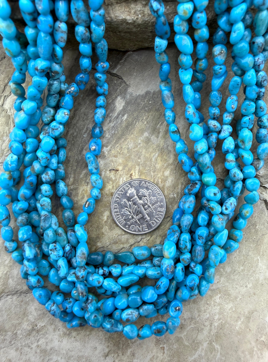 RARE Nacozari Turquoise (Mexico) 4mm Nugget Beads 16 Inch