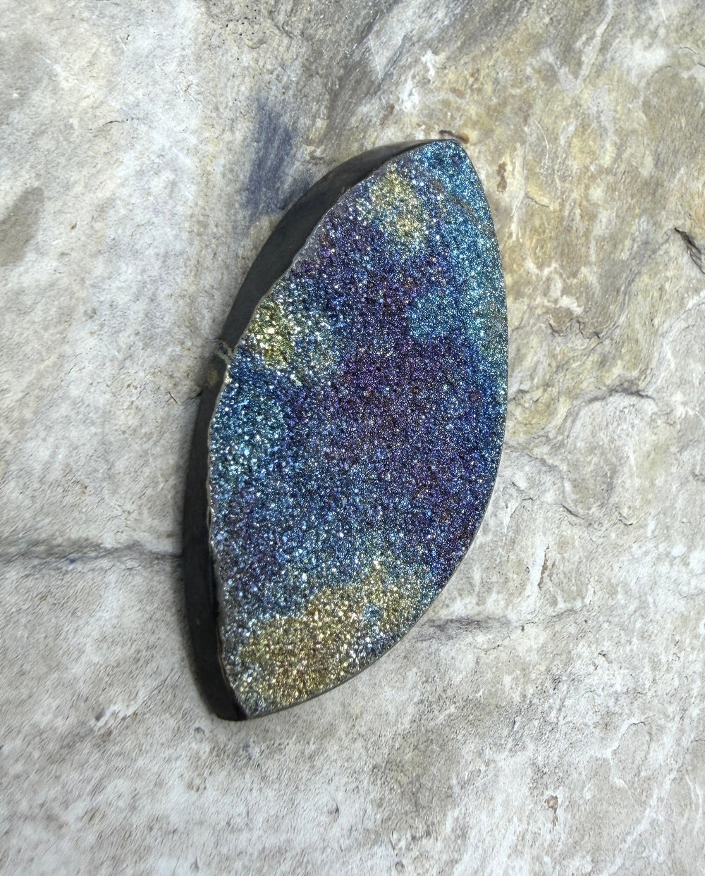 RARE Natural Rainbow Pyrite BIG Freeform Designer Cabochon