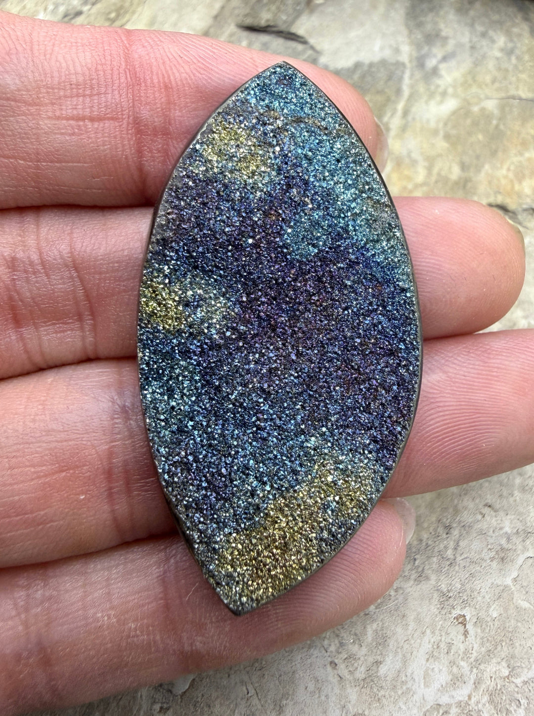 RARE Natural Rainbow Pyrite BIG Freeform Designer Cabochon