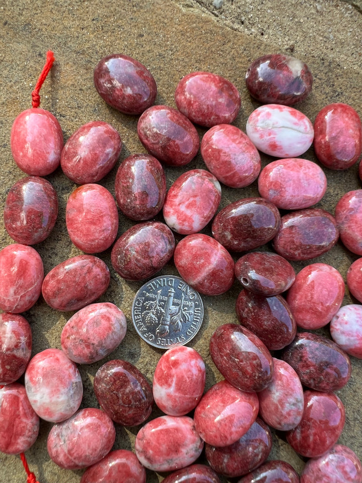RARE Natural Thulite (Norway) 12x17mm Oval Beads (Package