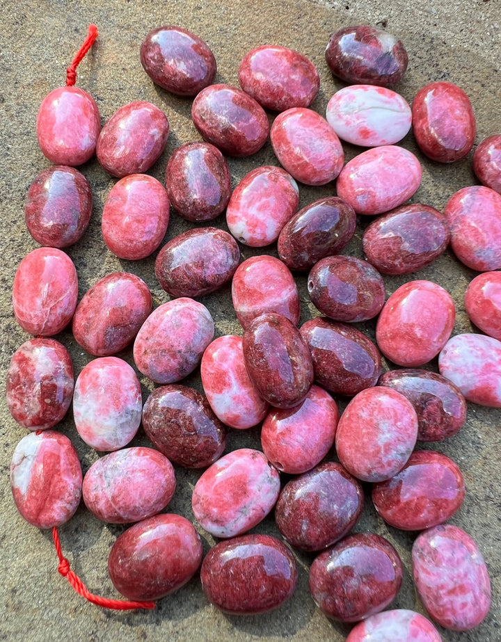 RARE Natural Thulite (Norway) 12x17mm Oval Beads (Package