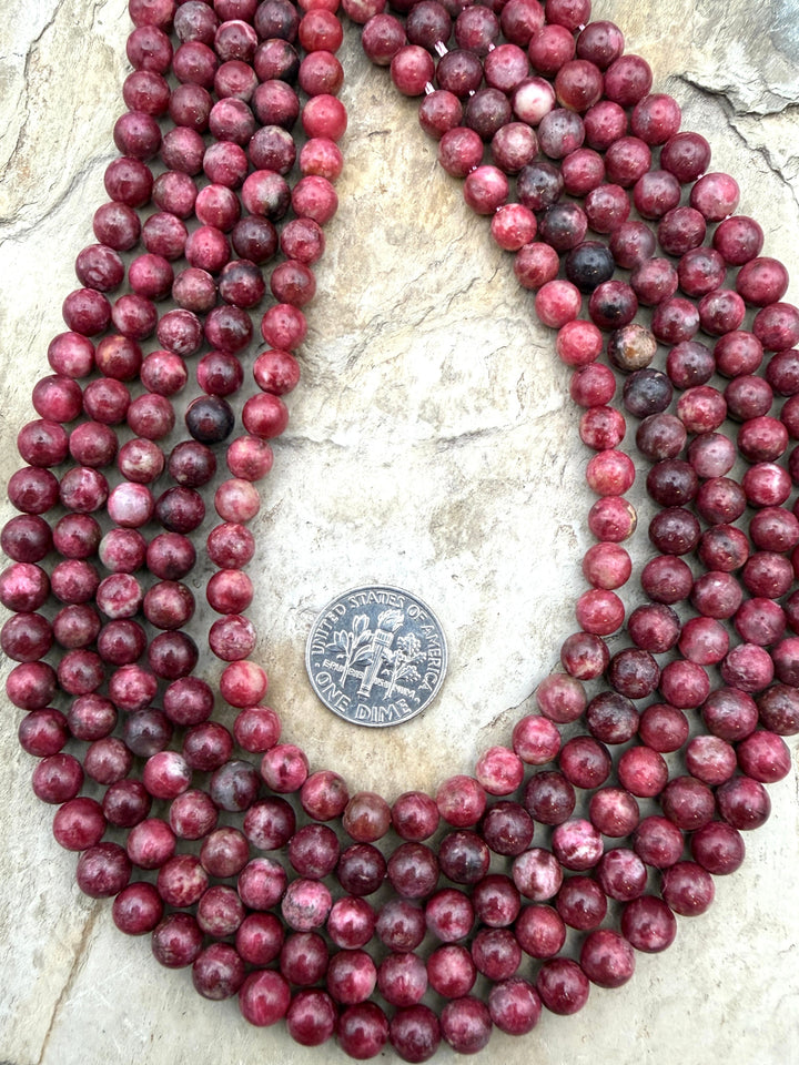 RARE Natural Thulite (Norway) 6mm Round Beads 16 Inch