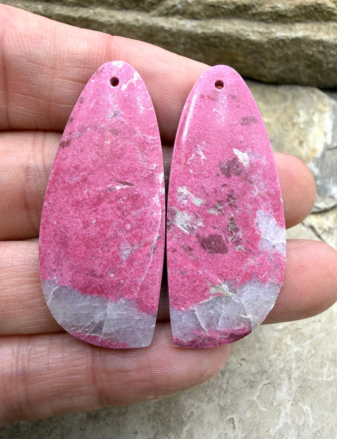 RARE Natural Thulite (Norway) BIG Matching Earring Slab