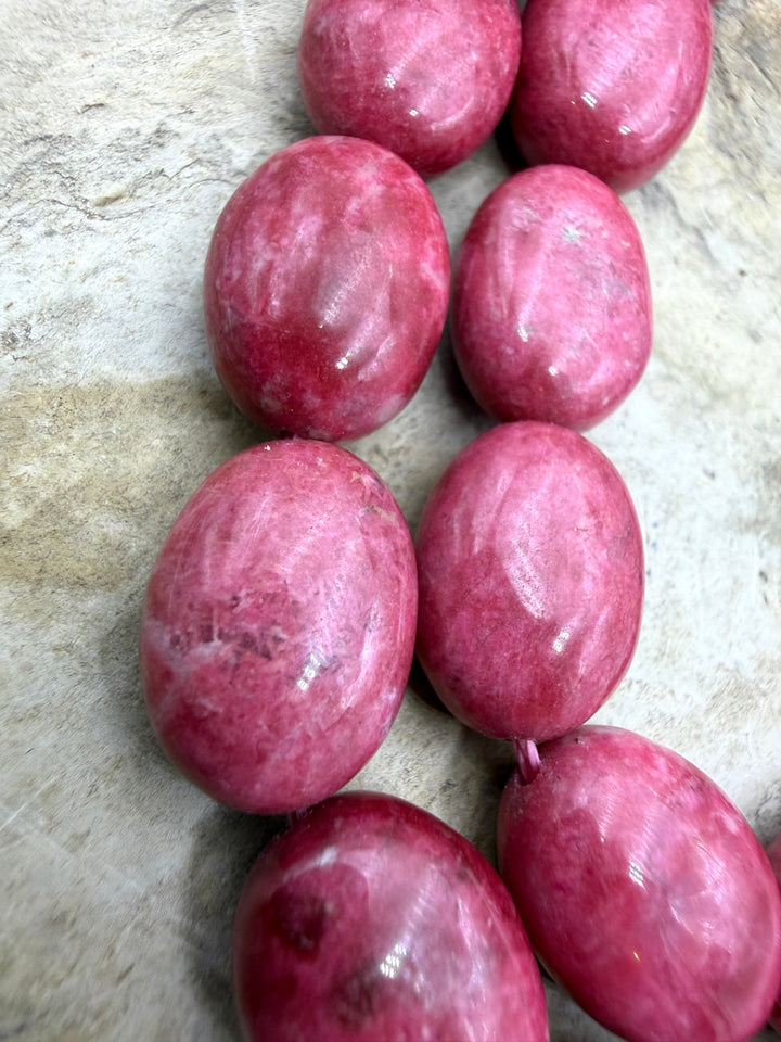 RARE Natural Thulite (Norway) BIG Oval Bead 12x16mm 15.5