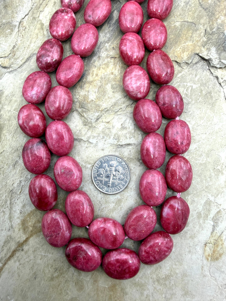 RARE Natural Thulite (Norway) BIG Oval Bead 12x16mm 15.5