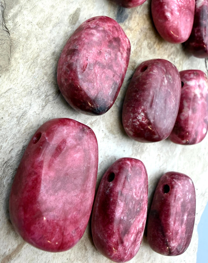 RARE Natural Thulite (Norway) Chunky Focal Penadant Beads