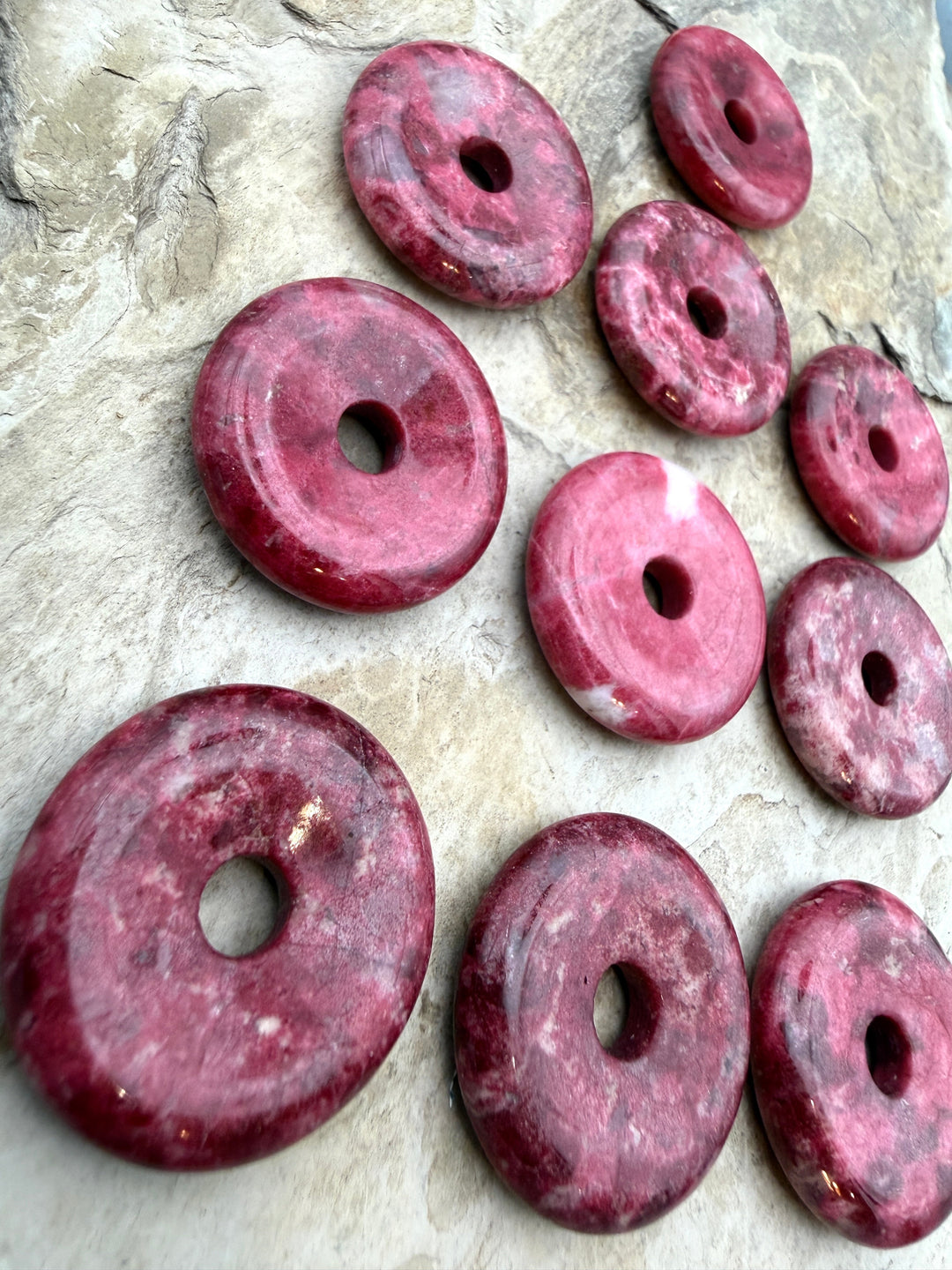 RARE Natural Thulite (Norway) Donut Focal Penadant 30mm