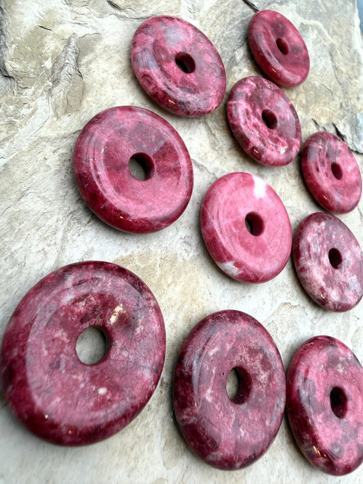 RARE Natural Thulite (Norway) Donut Focal Penadant 30mm