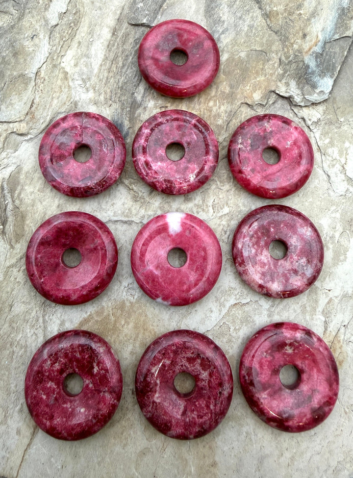 RARE Natural Thulite (Norway) Donut Focal Penadant 30mm