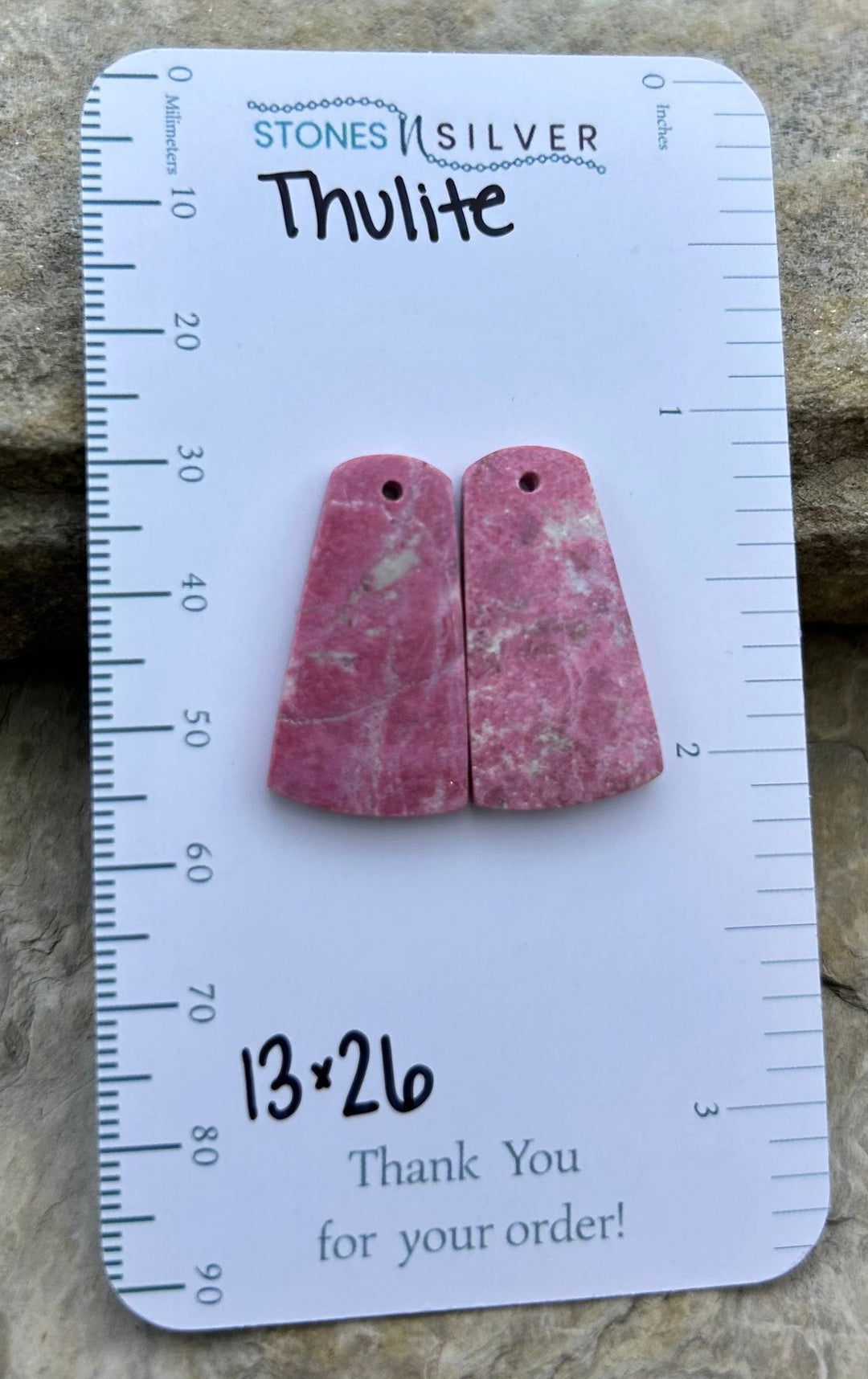 RARE Natural Thulite (Norway) Matching Earring Slab Bead