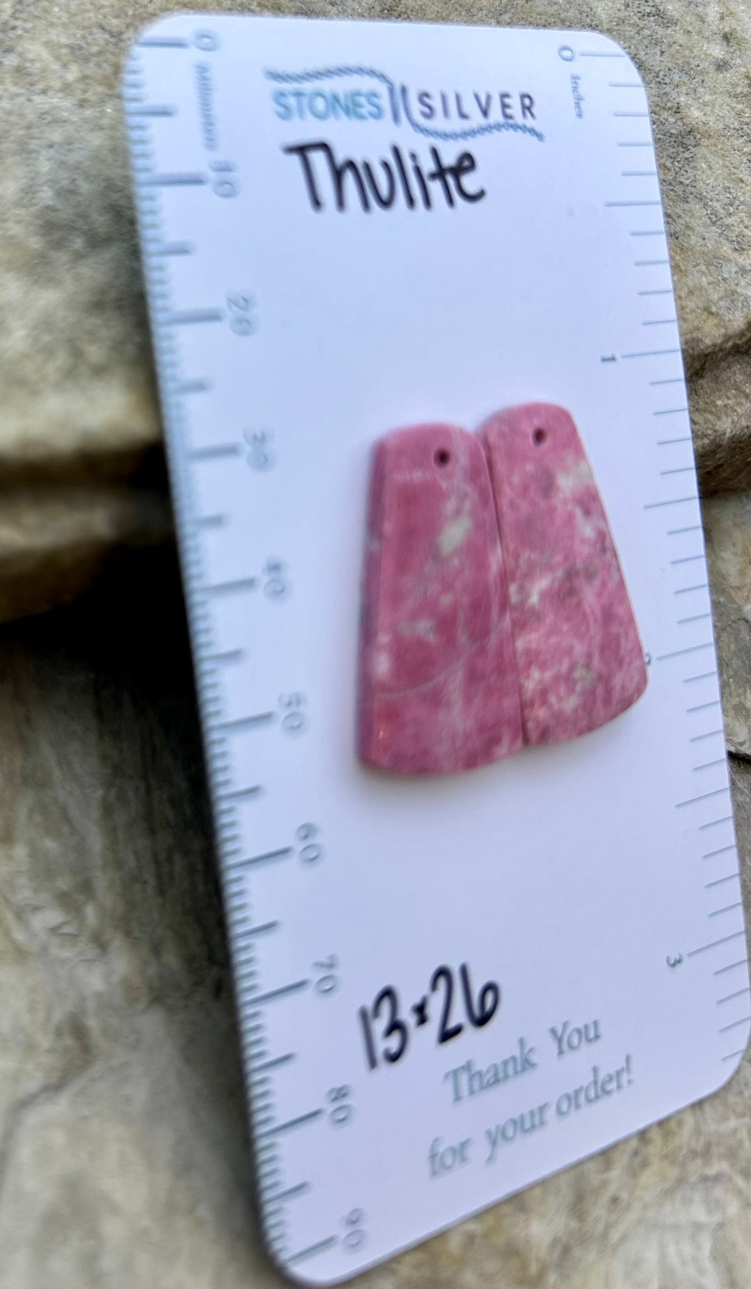 RARE Natural Thulite (Norway) Matching Earring Slab Bead
