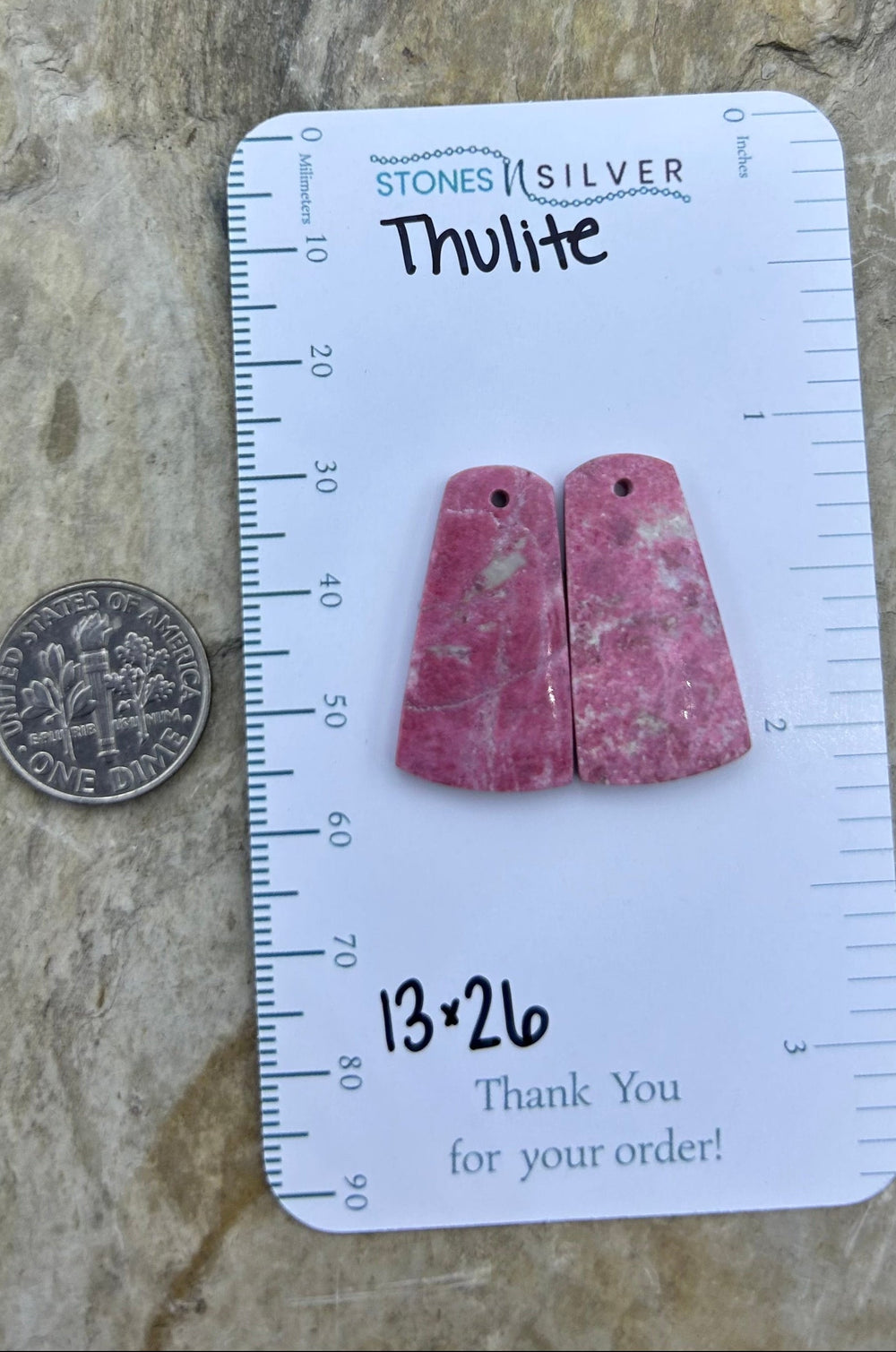 RARE Natural Thulite (Norway) Matching Earring Slab Bead