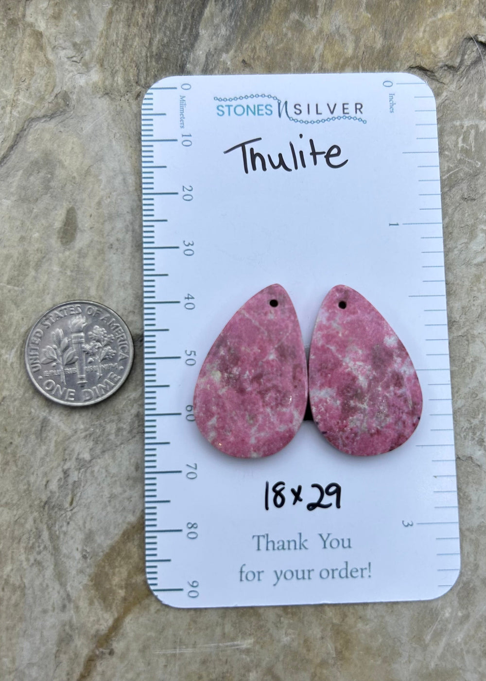 RARE Natural Thulite (Norway) Matching Earring Slab Bead