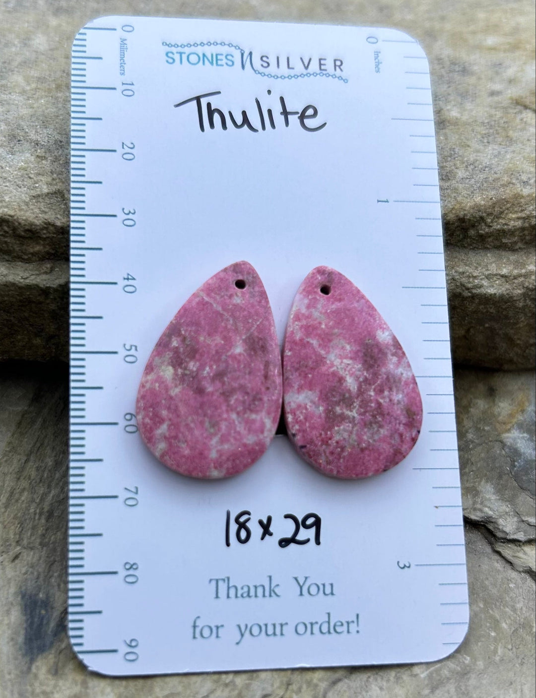 RARE Natural Thulite (Norway) Matching Earring Slab Bead