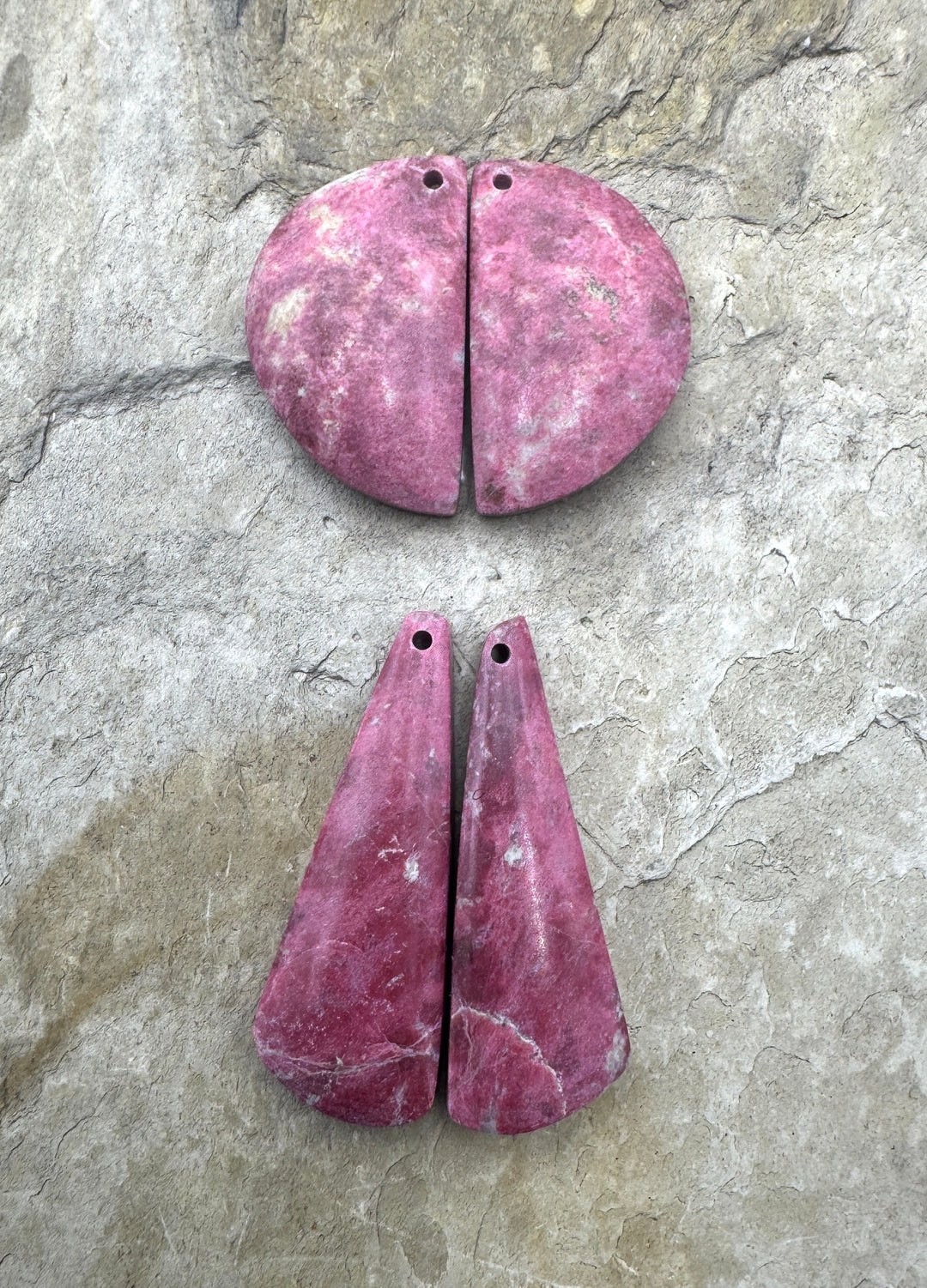 RARE Natural Thulite (Norway) Matching Earring Slab Bead