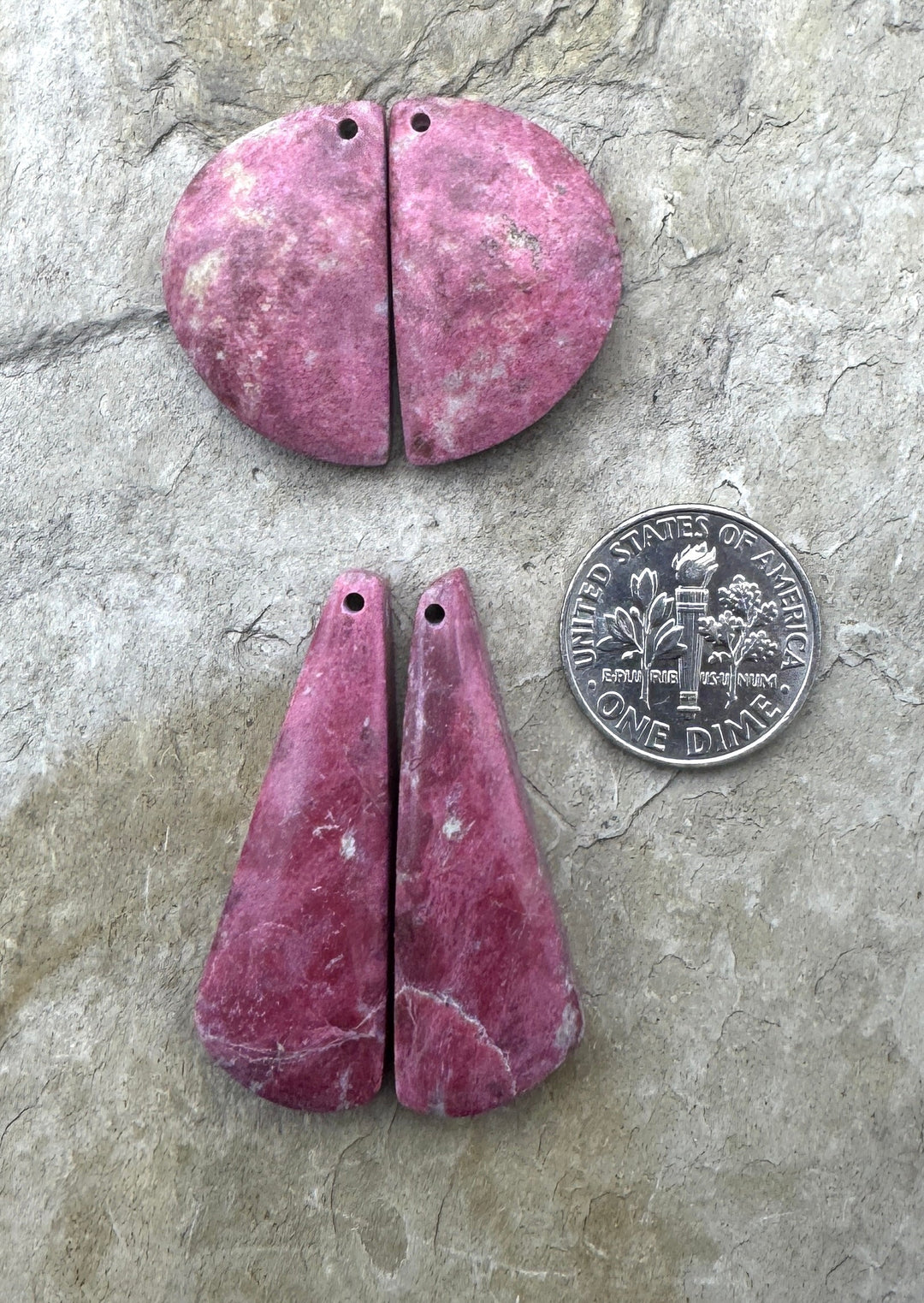 RARE Natural Thulite (Norway) Matching Earring Slab Bead