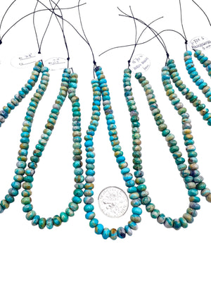 RARE Nevada Fox Turquoise 6mm Rondelle Beads 9 inch strand -