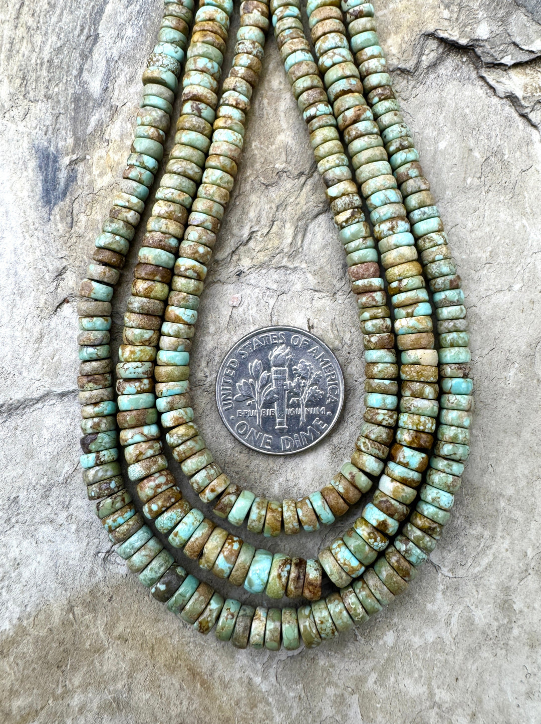 RARE Number 8 Turquoise (Nevada) 4-5mm Button Beads 9 inch