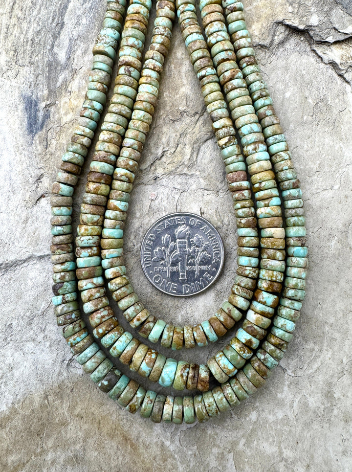 RARE Number 8 Turquoise (Nevada) 4-5mm Button Beads 9 inch