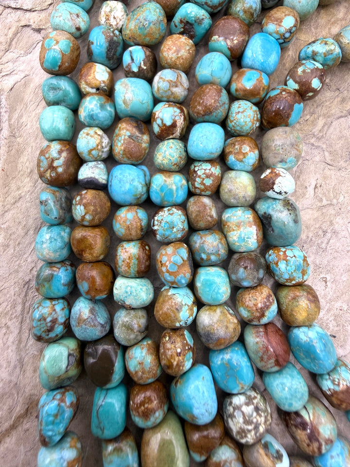 RARE Number 8 Turquoise (Nevada) 6-8mm Rounded Nugget Beads