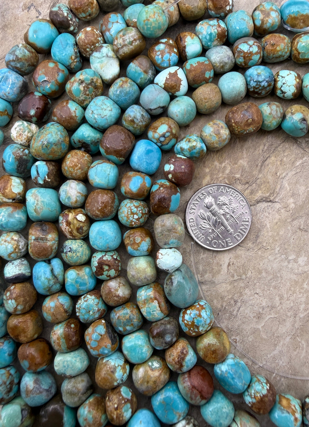 RARE Number 8 Turquoise (Nevada) 6-8mm Rounded Nugget Beads