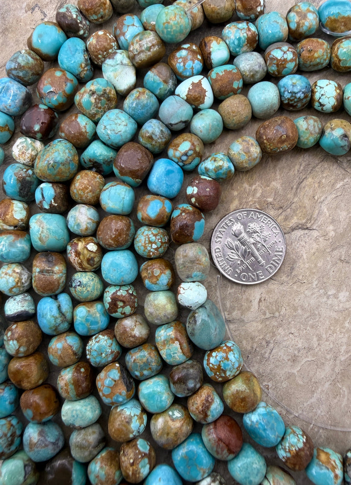 RARE Number 8 Turquoise (Nevada) 6-8mm Rounded Nugget Beads