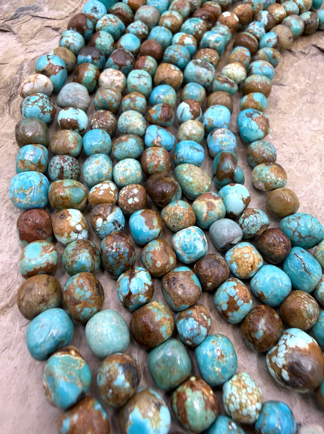RARE Number 8 Turquoise (Nevada) 6-8mm Rounded Nugget Beads