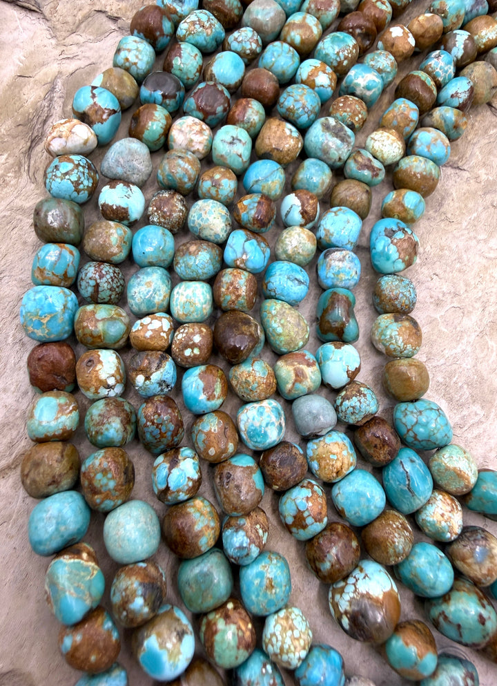 RARE Number 8 Turquoise (Nevada) 6-8mm Rounded Nugget Beads