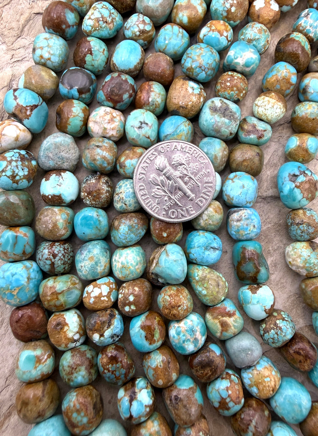 RARE Number 8 Turquoise (Nevada) 6-8mm Rounded Nugget Beads