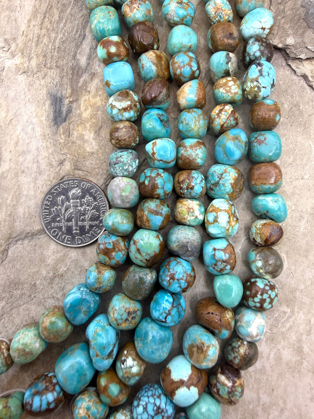 RARE Number 8 Turquoise (Nevada) 7-8mm Smooth Nugget Beads