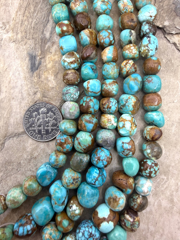 RARE Number 8 Turquoise (Nevada) 7-8mm Smooth Nugget Beads