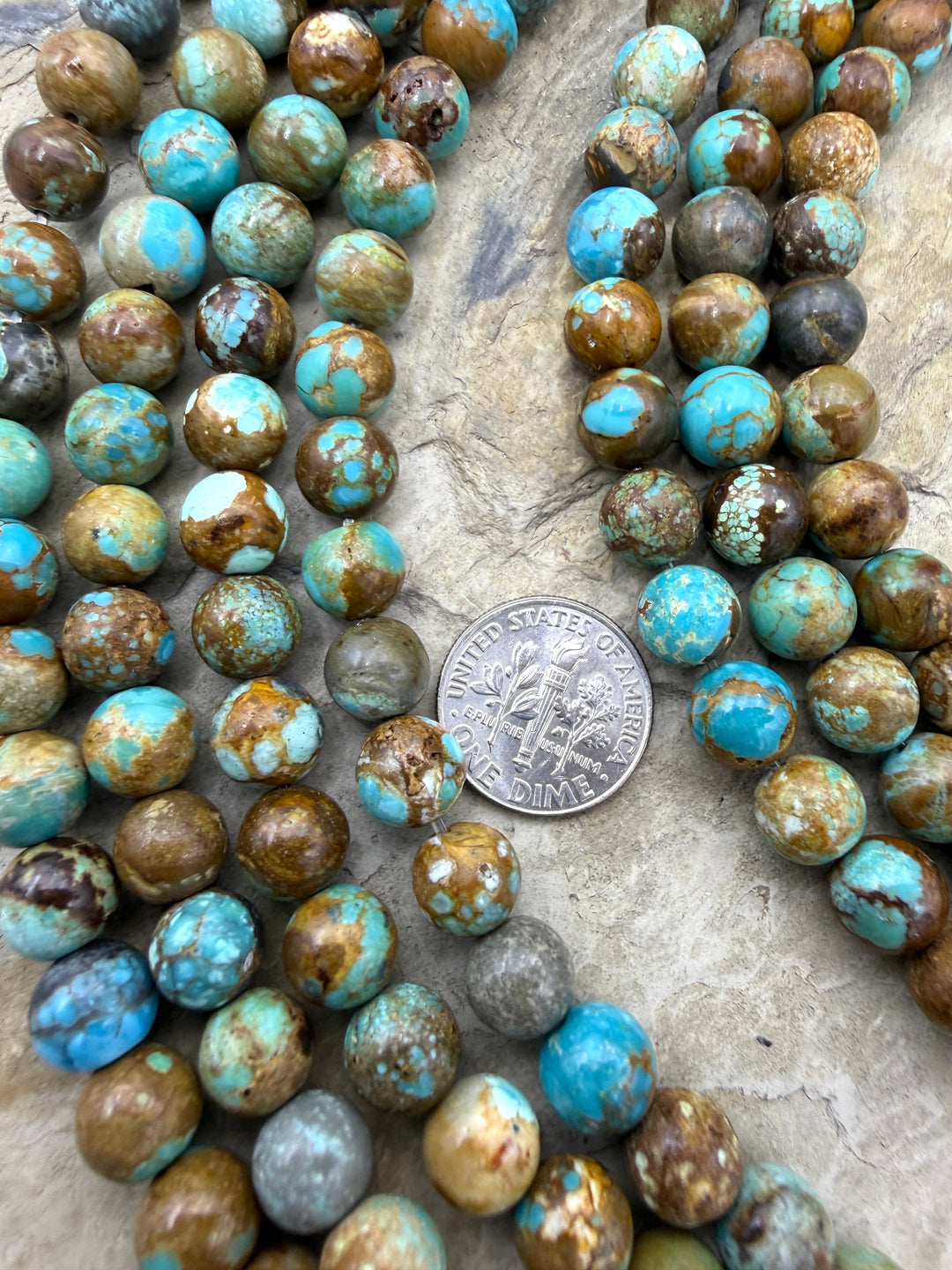RARE Number 8 Turquoise (Nevada) 8mm Round Beads 7.5 Inch