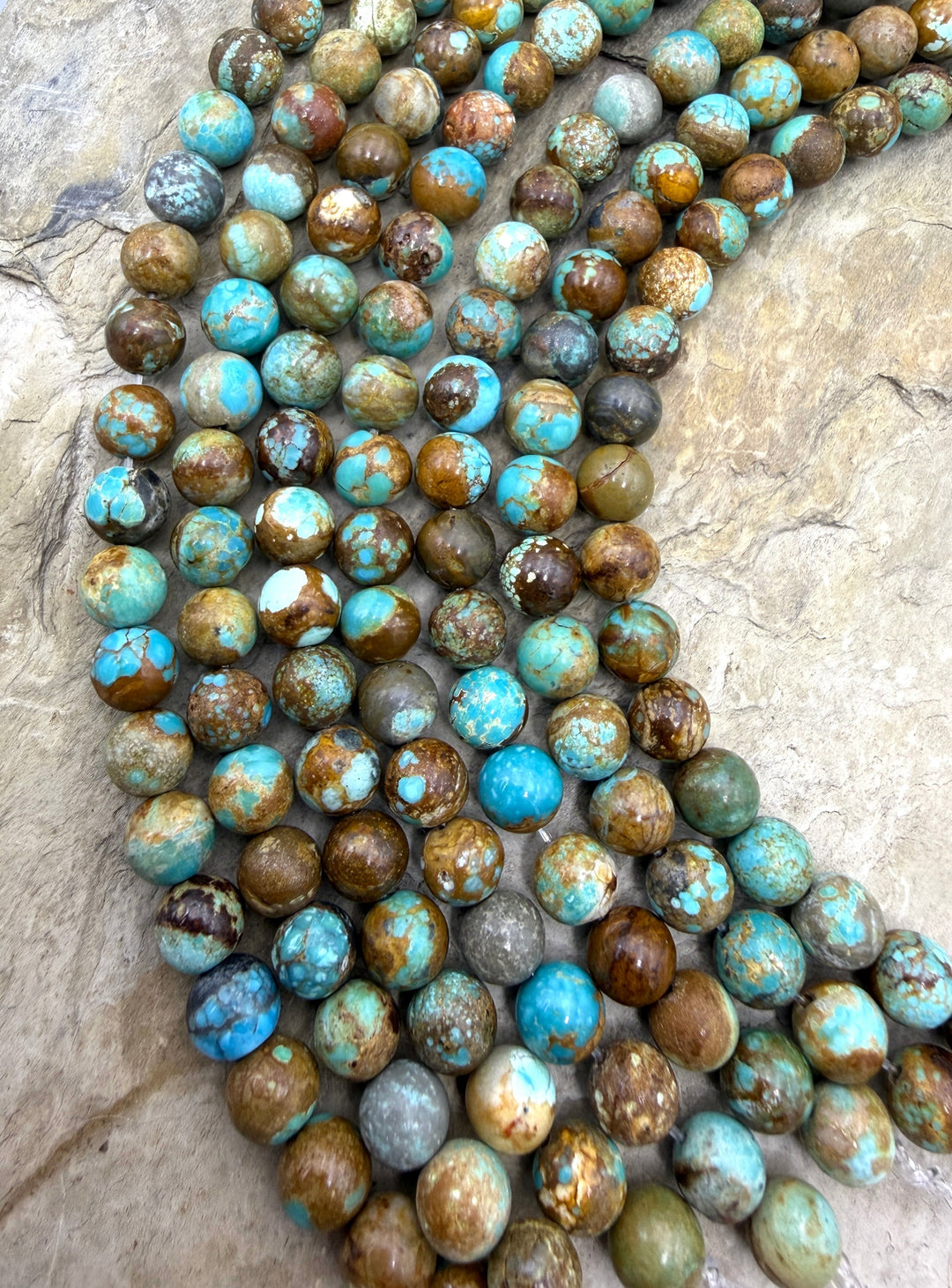 RARE Number 8 Turquoise (Nevada) 8mm Round Beads 7.5 Inch