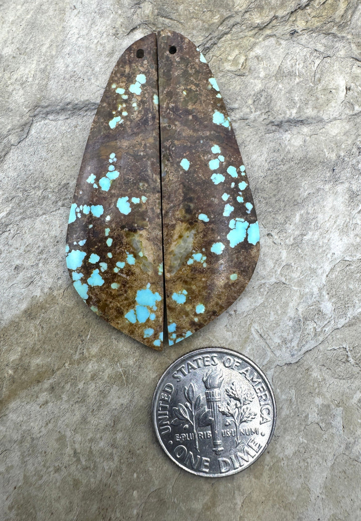 RARE Number 8 Turquoise (Nevada) BIG Matching Earring Slab