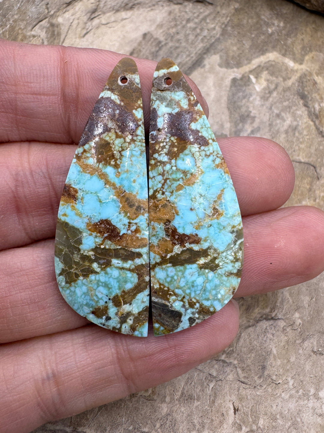RARE Number 8 Turquoise (Nevada) BIG Matching Earring Slab