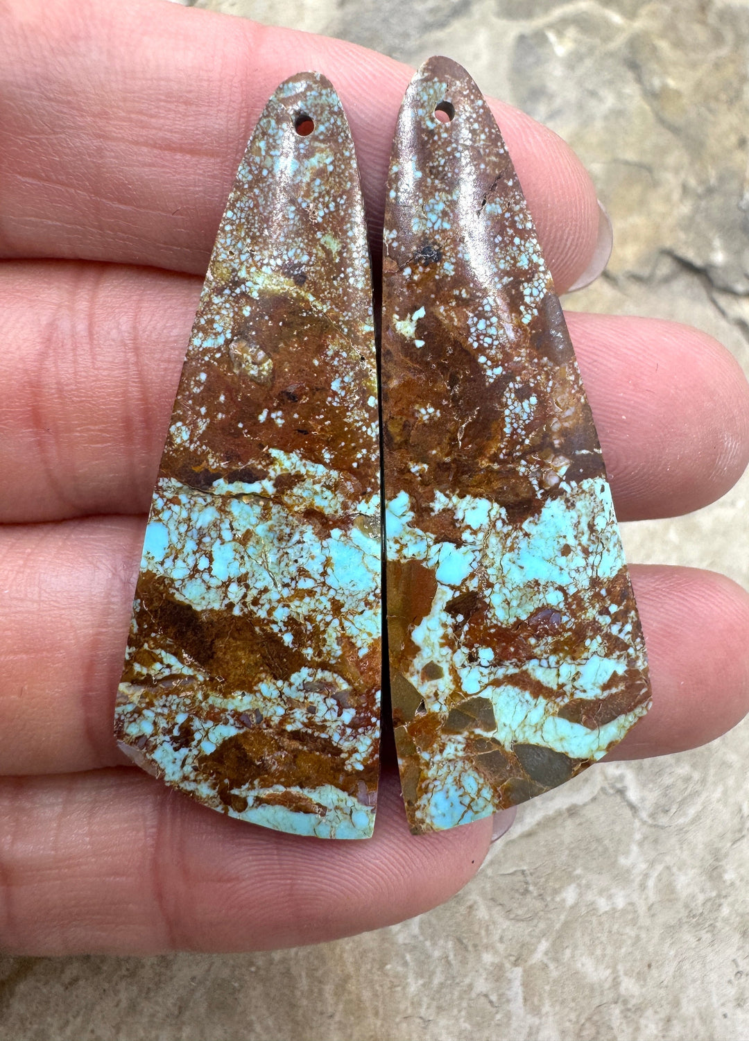 RARE Number 8 Turquoise (Nevada) BIG Matching Earring Slab
