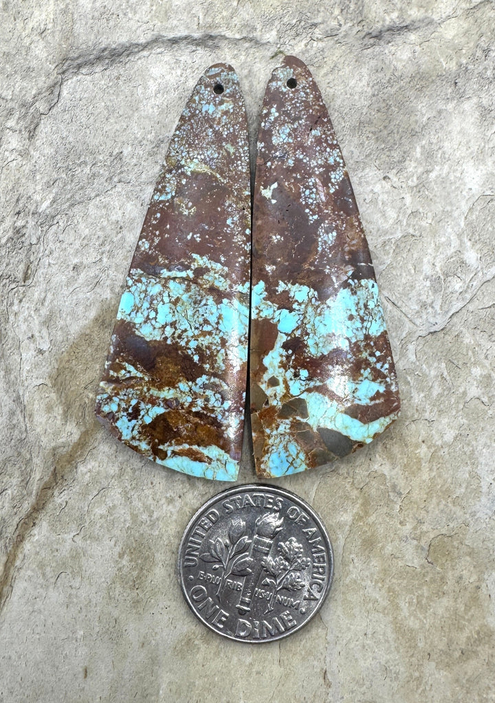RARE Number 8 Turquoise (Nevada) BIG Matching Earring Slab