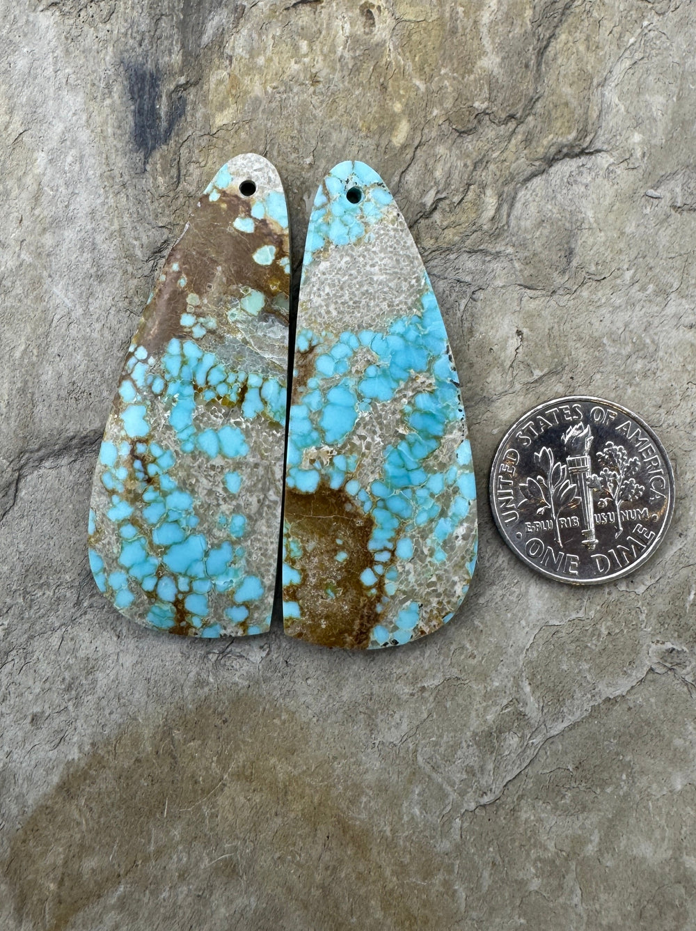 RARE Number 8 Turquoise (Nevada) BIG Matching Earring Slab