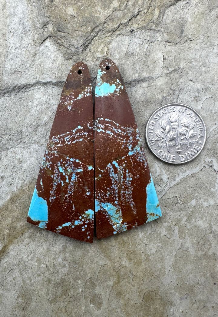 RARE Number 8 Turquoise (Nevada) BIG Matching Earring Slab
