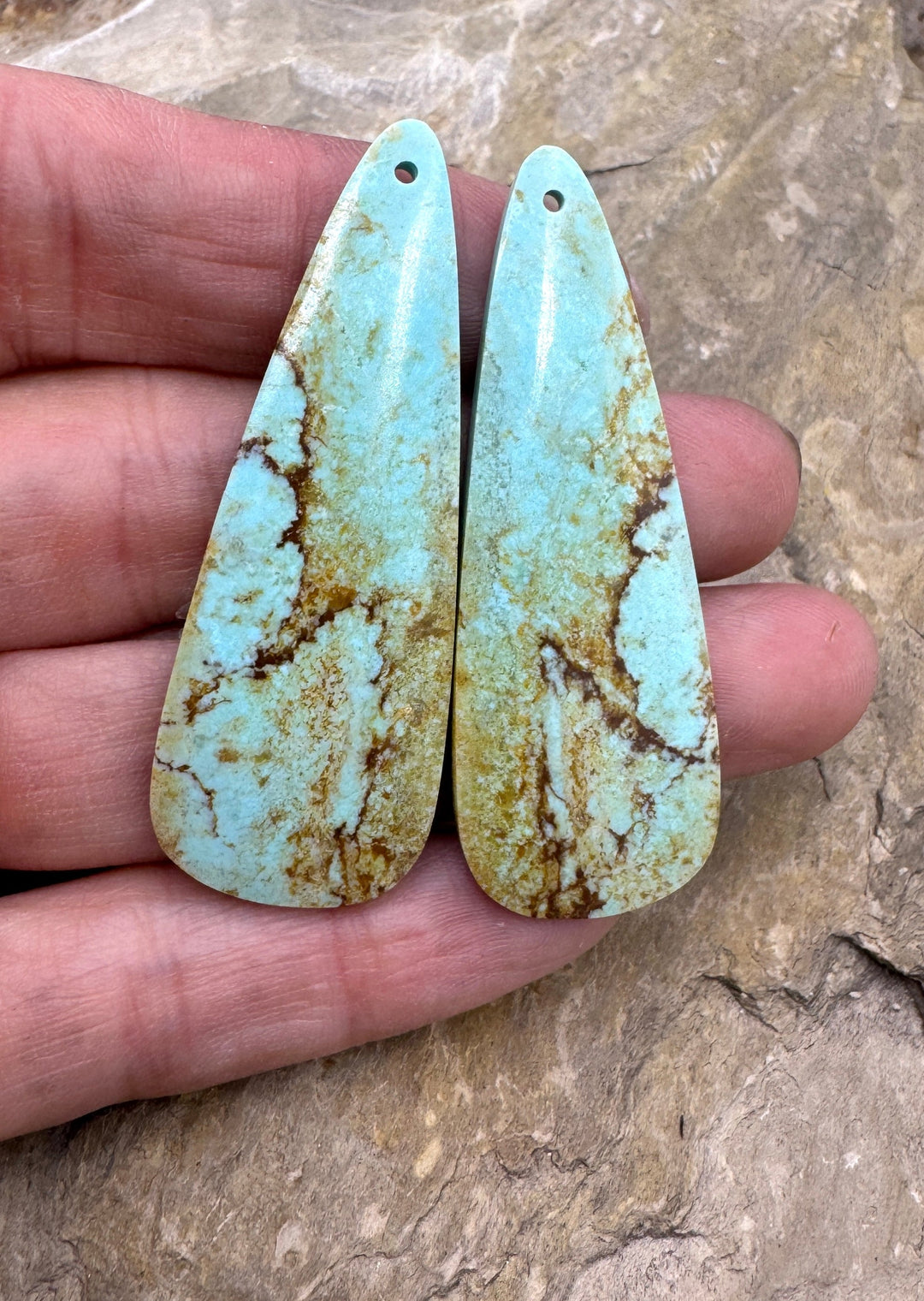 RARE Number 8 Turquoise (Nevada) BIG Matching Earring Slab
