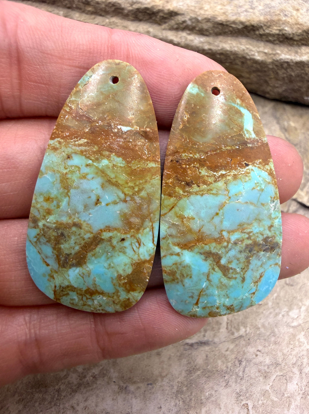 RARE Number 8 Turquoise (Nevada) BIG Matching Earring Slab