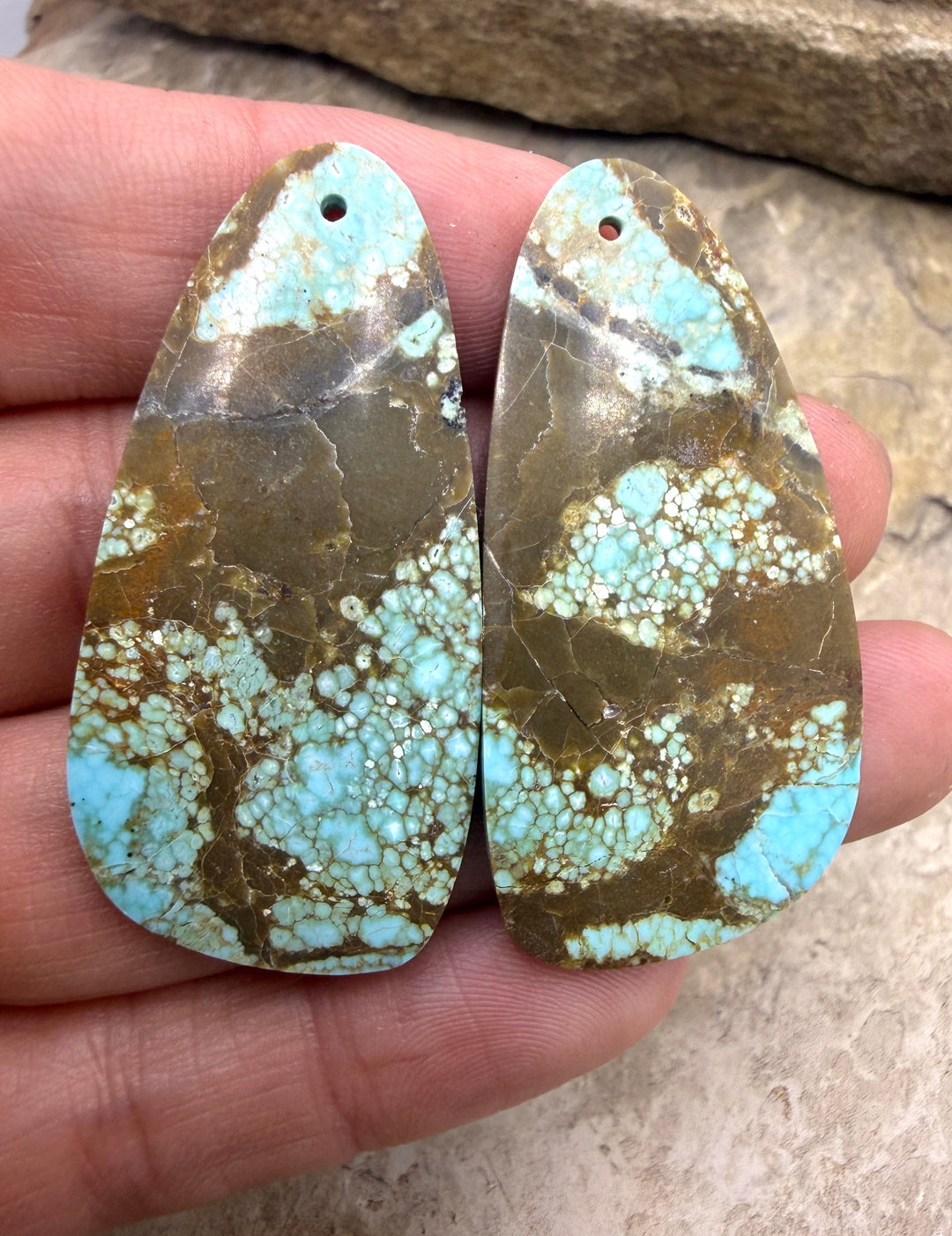 RARE Number 8 Turquoise (Nevada) BIG Matching Earring Slab