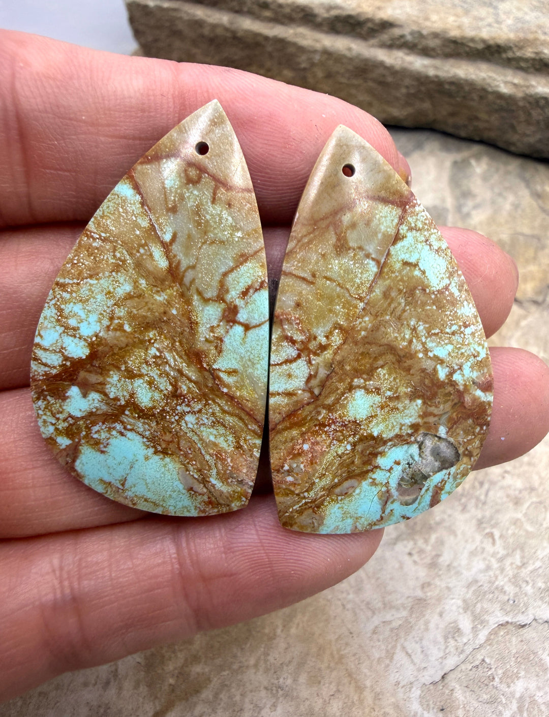 RARE Number 8 Turquoise (Nevada) BIG Matching Earring Slab