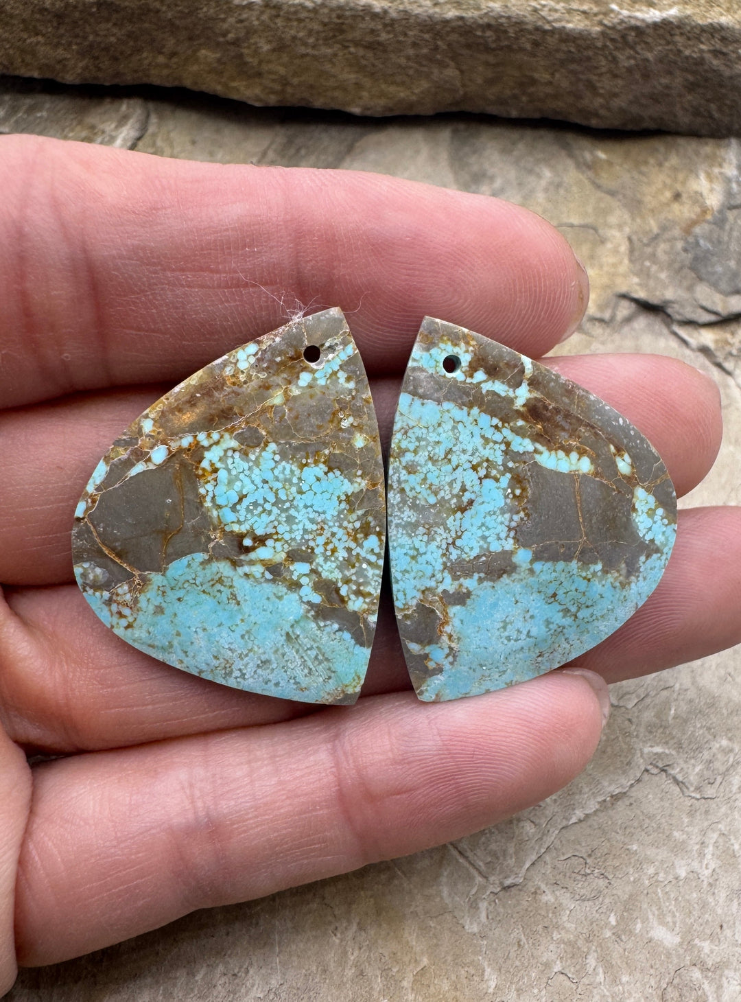 RARE Number 8 Turquoise (Nevada) BIG Matching Earring Slab