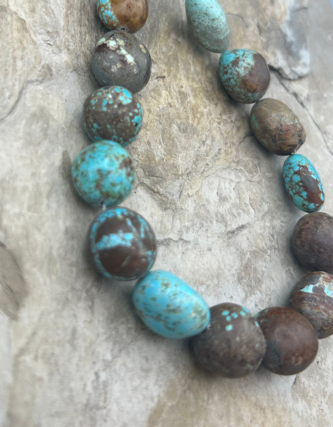 RARE Number 8 Turquoise (Nevada) BIG Rounded Nugget Beads