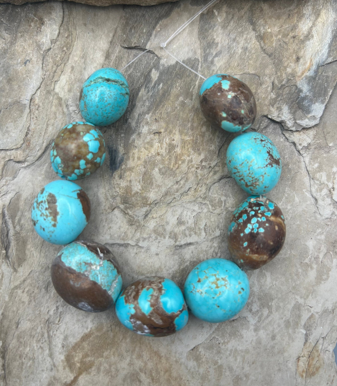 RARE Number 8 Turquoise (Nevada) BIG Rounded Nugget Beads