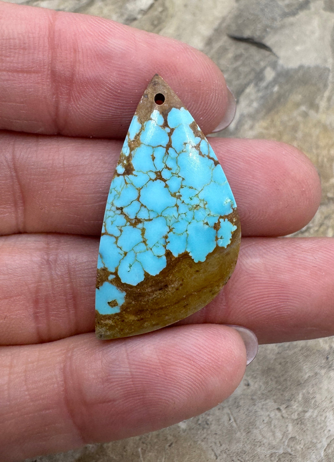 RARE Number 8 Turquoise (Nevada) Focal Pendant 17x34mm