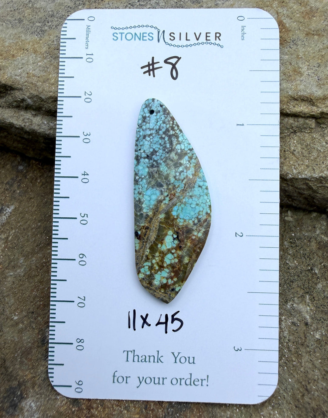 RARE Number 8 Turquoise (Nevada) Focal Pendant Bead 11x45mm