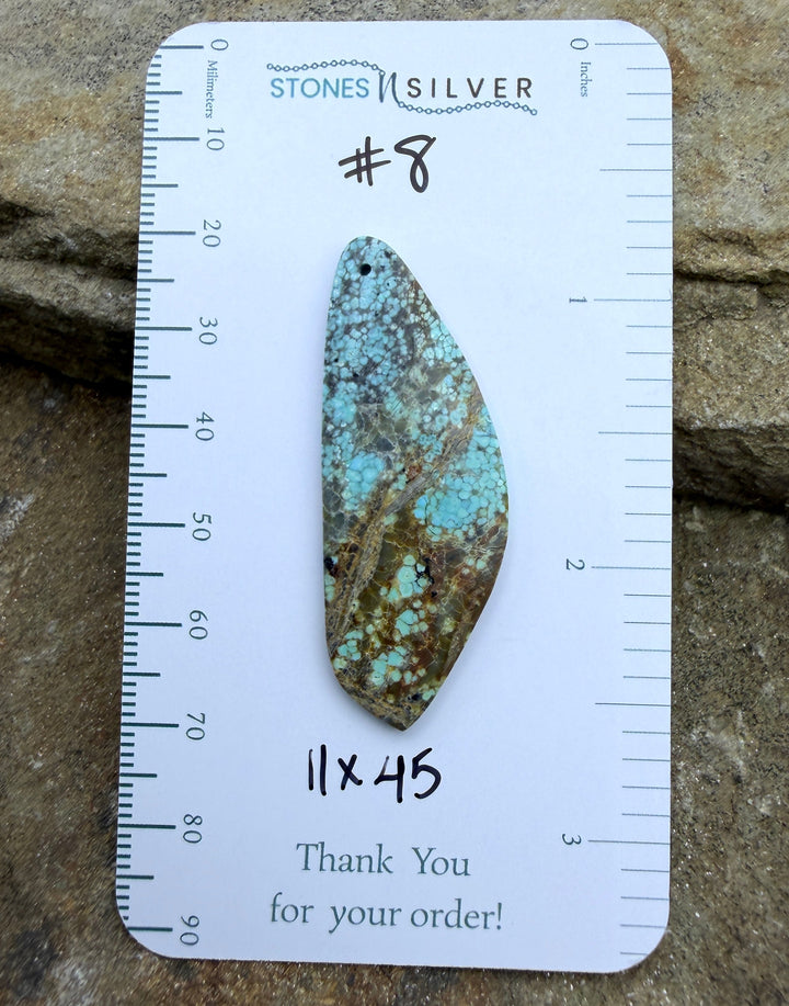 RARE Number 8 Turquoise (Nevada) Focal Pendant Bead 11x45mm