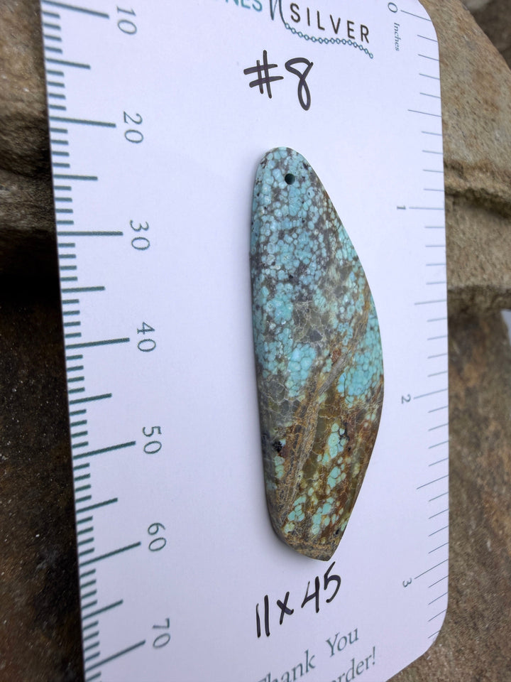 RARE Number 8 Turquoise (Nevada) Focal Pendant Bead 11x45mm